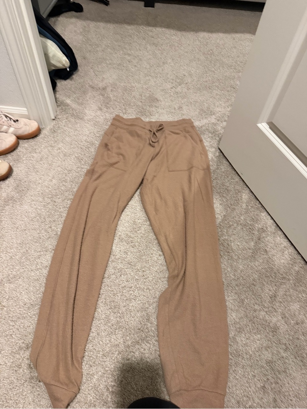 Cozy Tie-Waist Jogger Pants - Tan